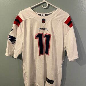 NFL Patriots White Jersey with Red and Blue Details